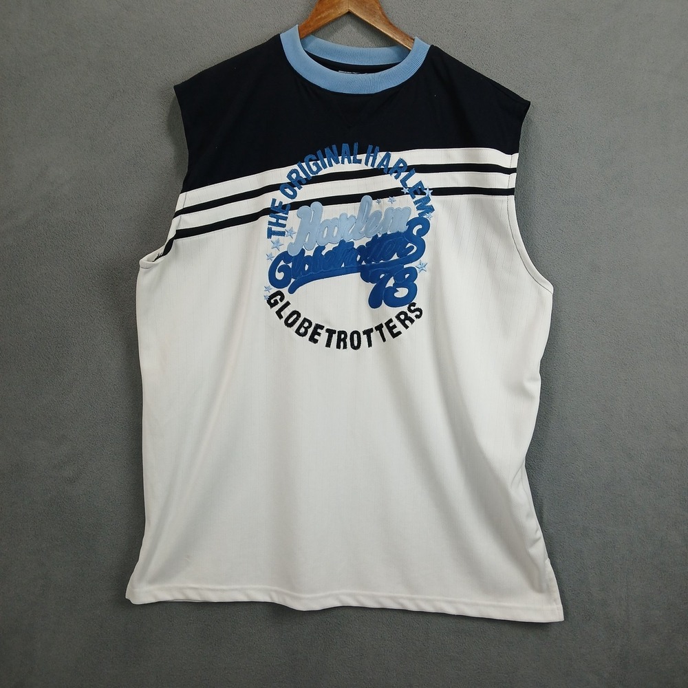 Harlem Globetrotters Jersey Mens 2XL White Black Platinum Fubu Basketball Tank